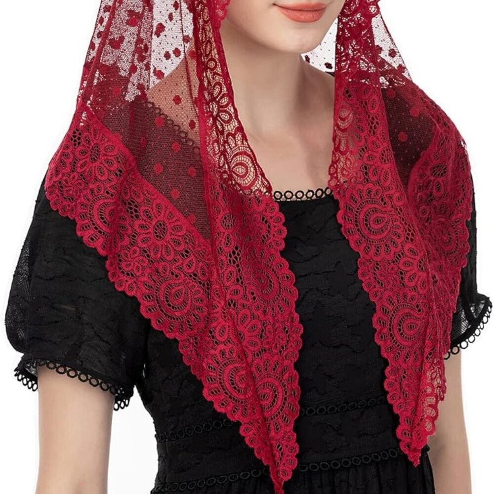 Triangle Vintage Inspired Lace Chapel Veils Catholic Mass Head Covering Scarf Ma
